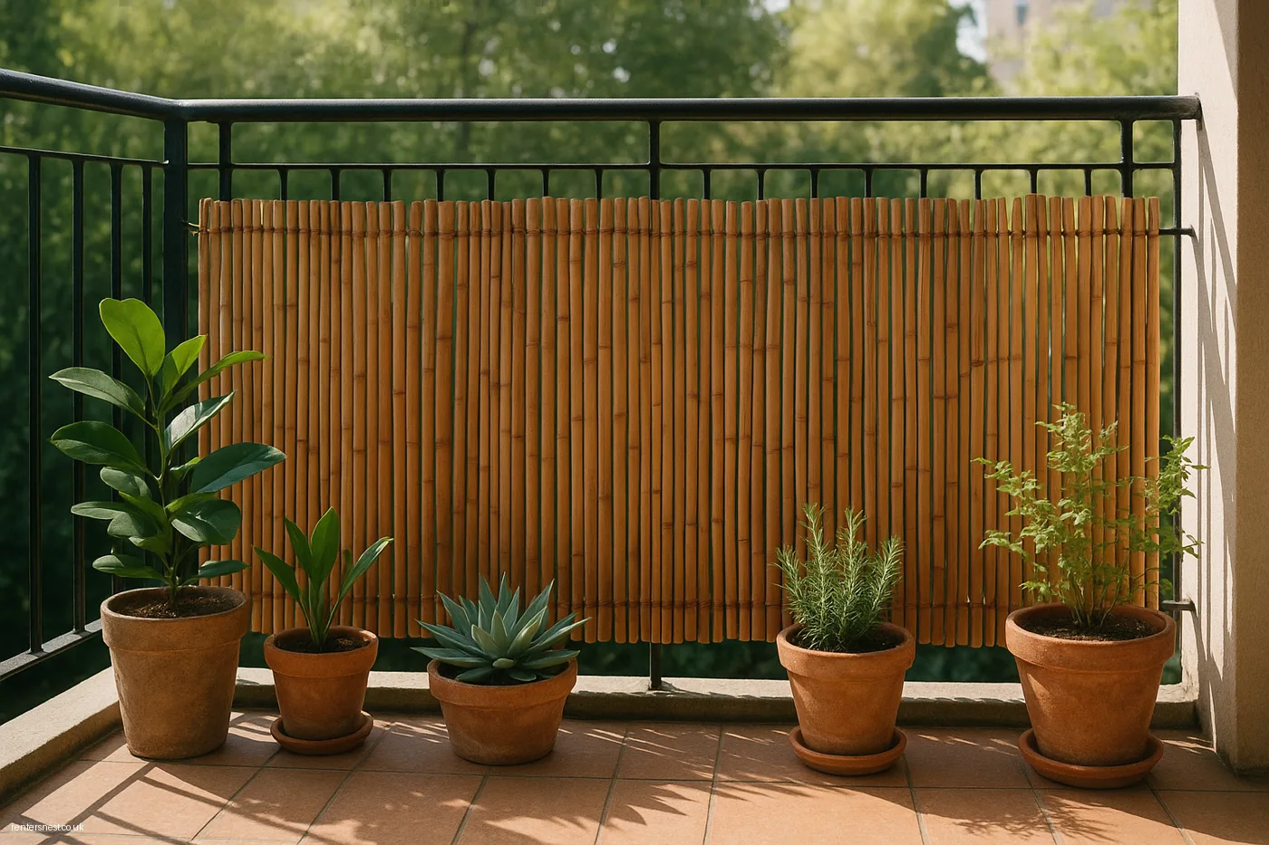 Hang a Bamboo Privacy Screen Over the Railing