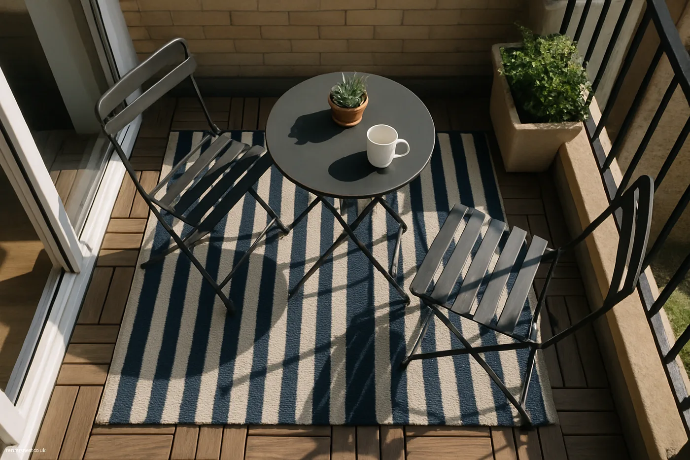 Lay an Outdoor Rug Over the Deck Tiles