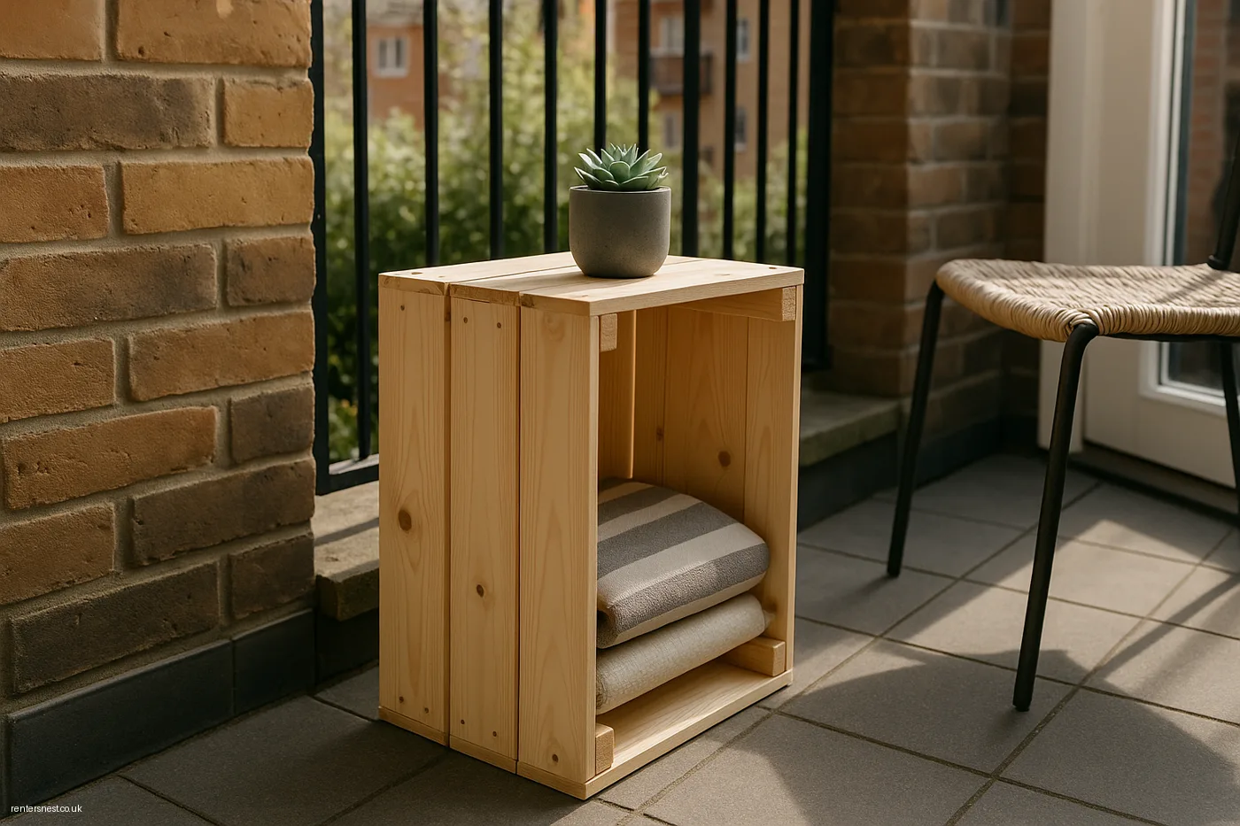 Upcycled KNAGGLIG Crate as Outdoor Storage