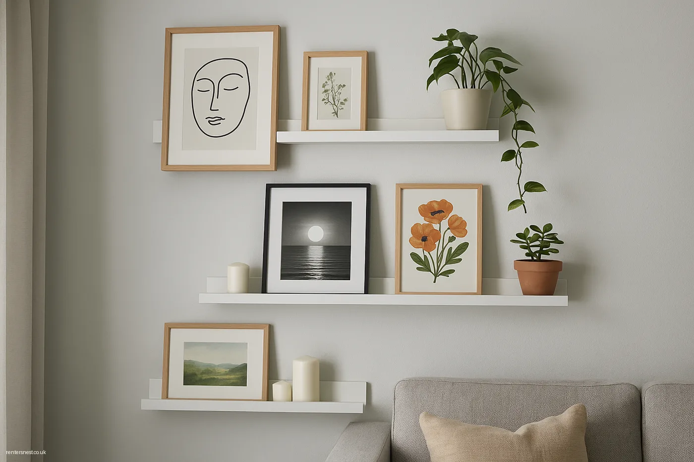 RIBBA Ledges for Damage-Free Gallery Walls