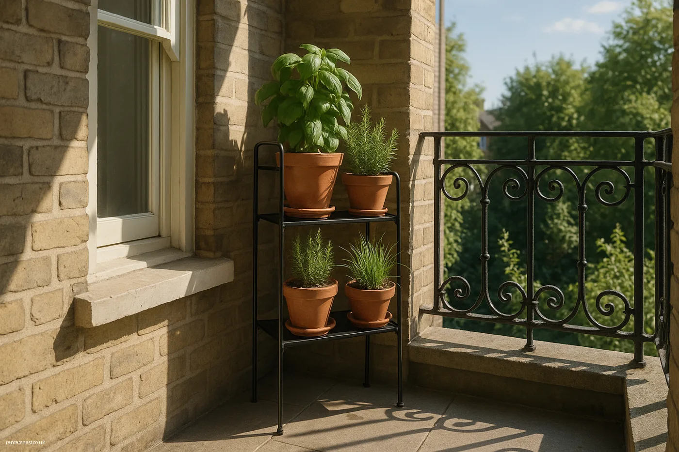 A Compact Vertical Herb Garden in Pots