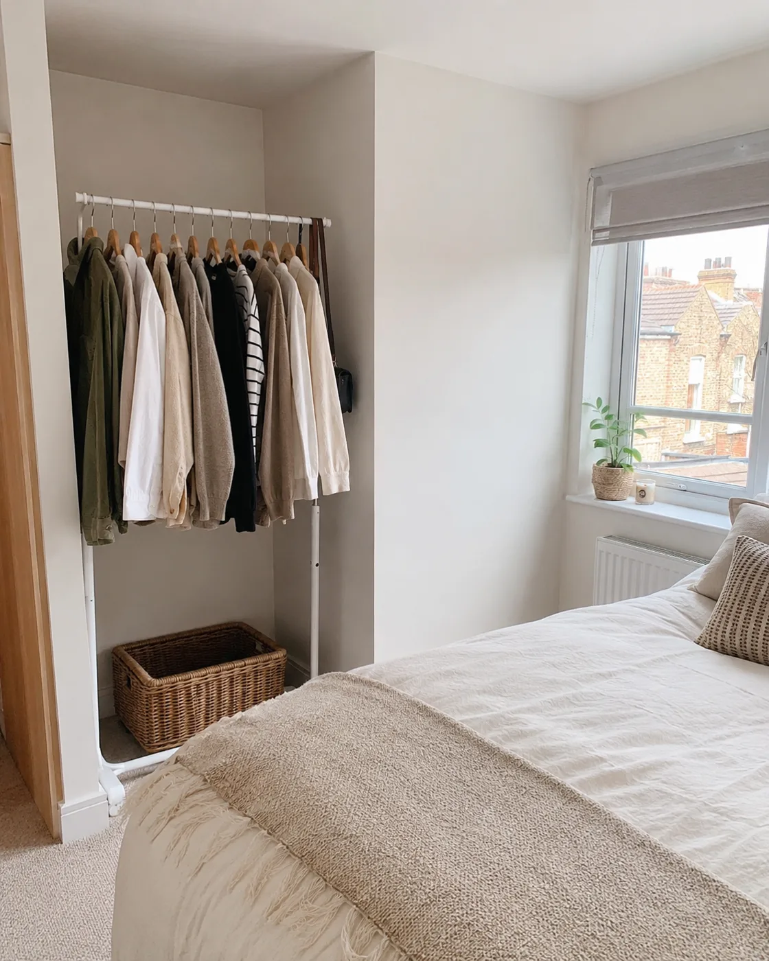 Add a Freestanding Clothes Rail in an Alcove