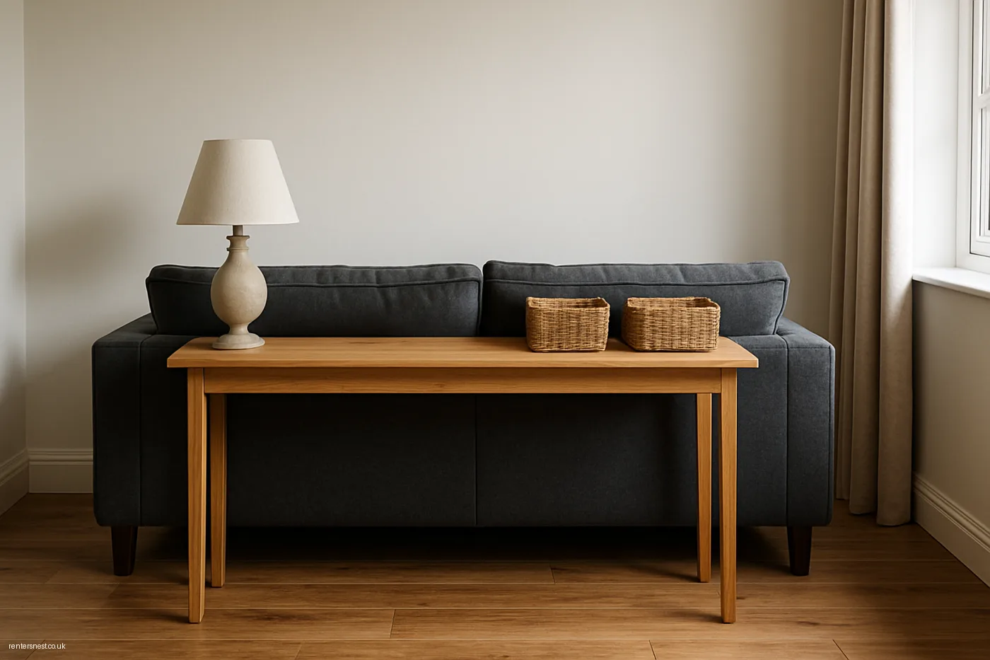A Sofa Table Behind the Sofa as Extra Storage