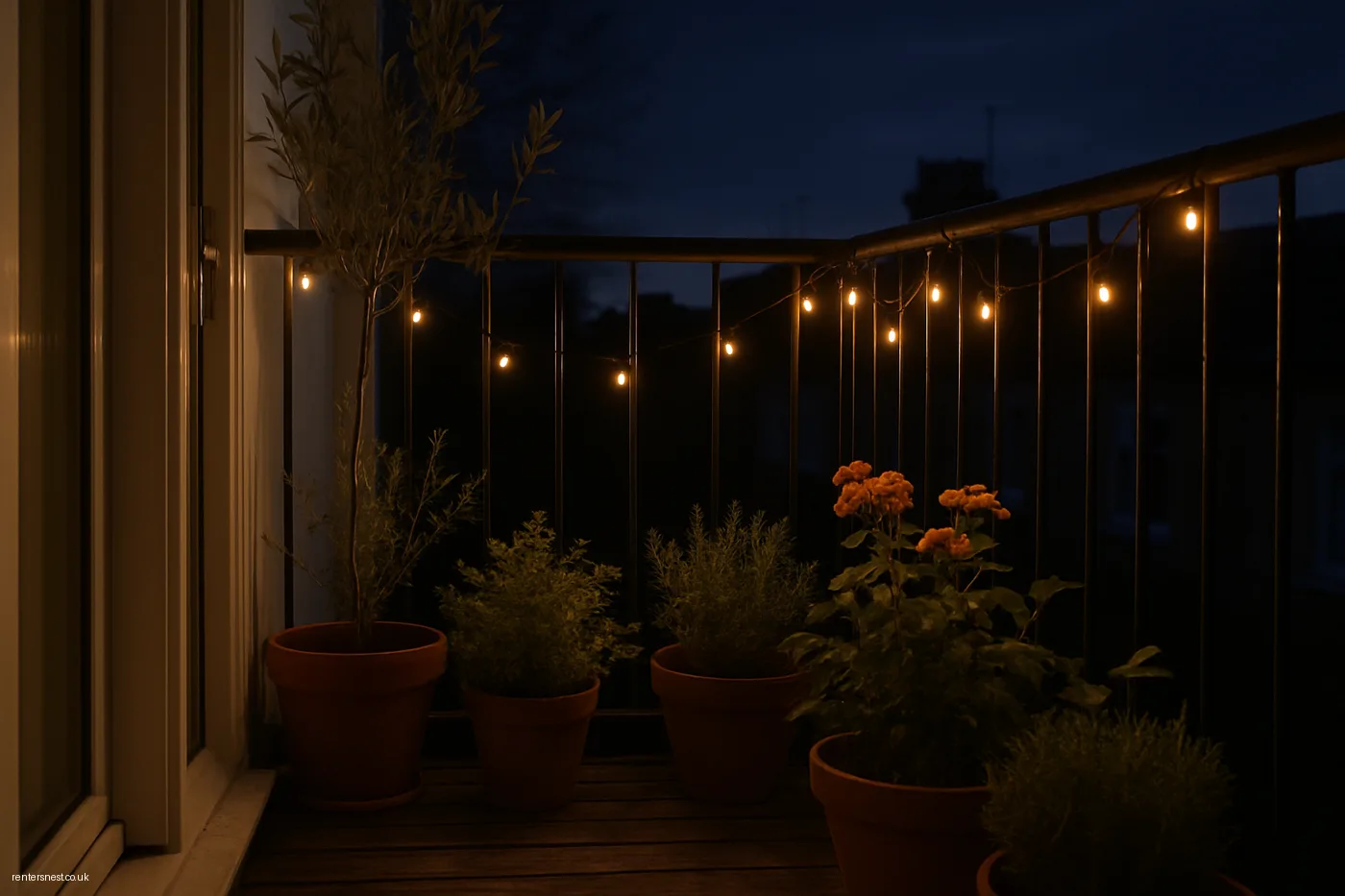 Solar Fairy Lights Hung Over the Railing