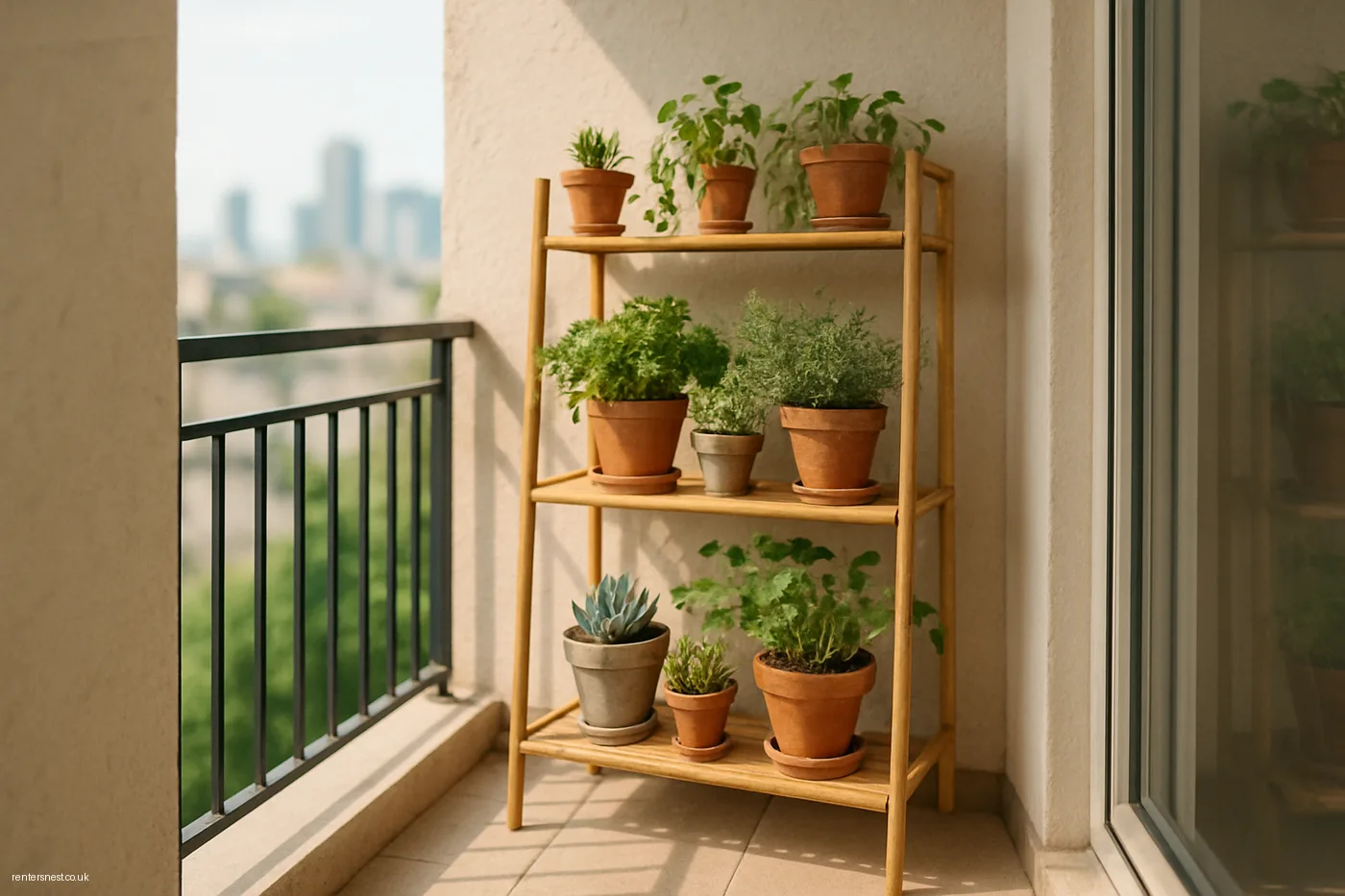 Freestanding Bamboo Shelf for Plant Layering