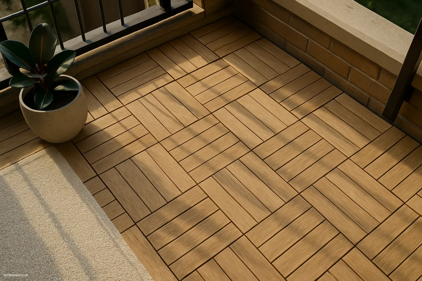 Peel-and-Stick Tile Stickers on Old Decking
