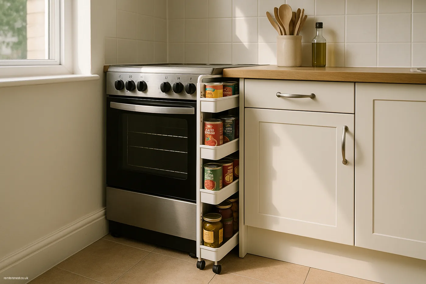 A Slim Rolling Larder Trolley in Dead Gaps