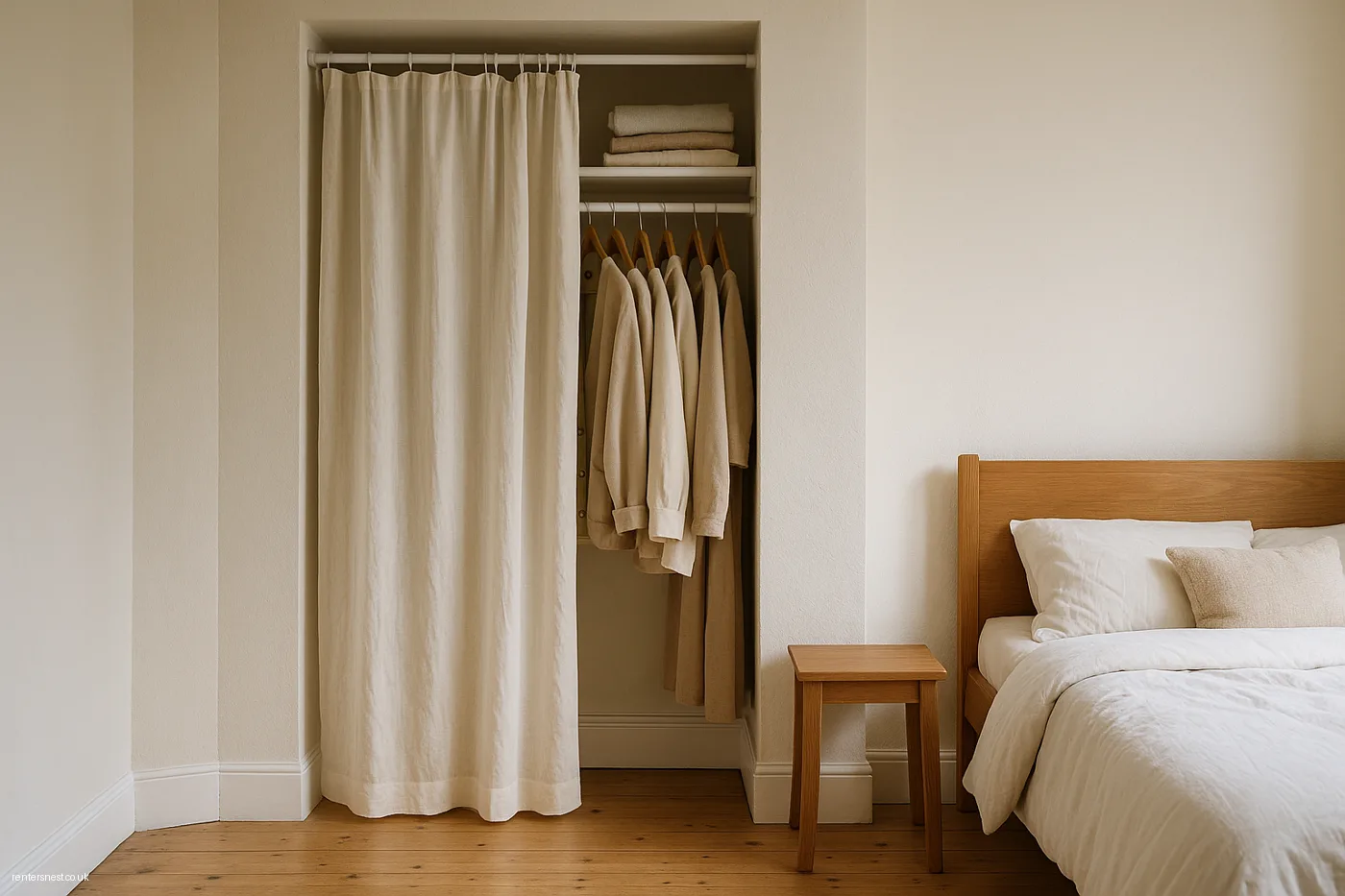 A Curtain Rod as a Wardrobe Alternative